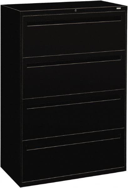 Hon - 36" Wide x 53-1/4" High x 19-1/4" Deep, 4 Drawer Lateral File - Steel, Black - Strong Tooling