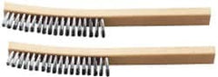 Ability One - 4 Rows x 1 Column Steel Plater's Brush - 13" OAL, 1" Trim Length, Wood Curved Handle - Strong Tooling