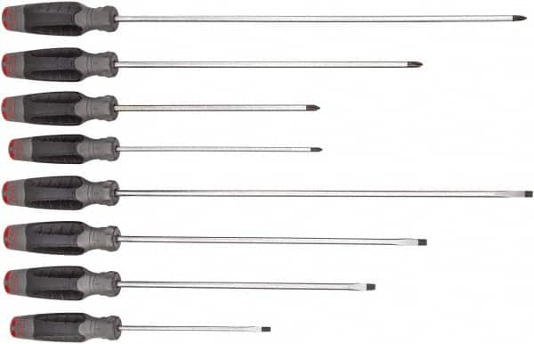 Proto - 8 Piece Slotted & Phillips Screwdriver Set - Bit Sizes: Philips #1 to #2 - Strong Tooling