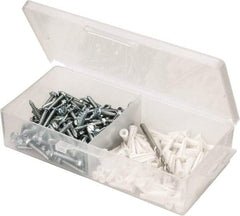 Value Collection - 200 Piece, #8 to 10 Screw, Plastic & Steel Hex Drive Anchor Assortment - Zinc Plated, 7/8" Long - Strong Tooling