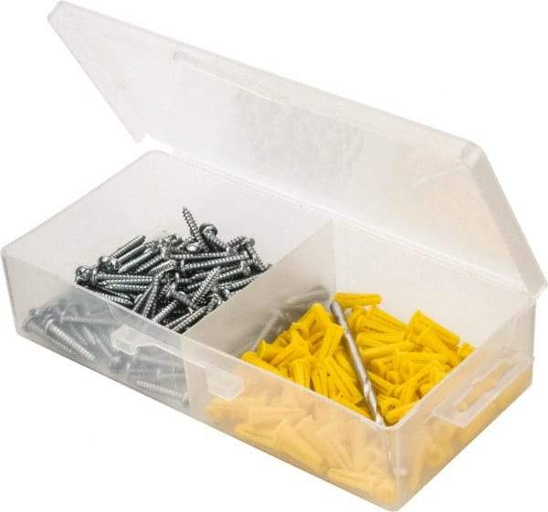 Value Collection - 300 Piece, #6 to 8 Screw, Plastic & Steel Slotted/Phillips Drive Anchor Assortment - Zinc Plated, 3/4" Long - Strong Tooling