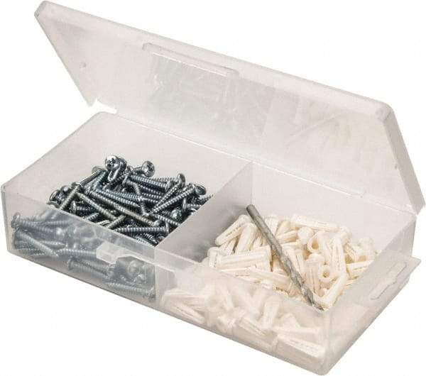 Value Collection - 200 Piece, #8 to 10 Screw, Plastic & Steel Slotted/Phillips Drive Anchor Assortment - Zinc Plated, 7/8" Long - Strong Tooling