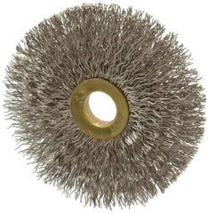 Osborn - 3" OD, 1/2" Arbor Hole, Crimped Stainless Steel Wheel Brush - 1/4" Face Width, 1" Trim Length, 0.014" Filament Diam, 20,000 RPM - Strong Tooling