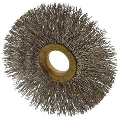 Osborn - 3" OD, 5/8" Arbor Hole, Crimped Stainless Steel Wheel Brush - 3/8" Face Width, 15/16" Trim Length, 0.014" Filament Diam, 20,000 RPM - Strong Tooling