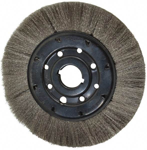 Osborn - 8" OD, 1-1/4" Arbor Hole, Crimped Stainless Steel Wheel Brush - 3/4" Face Width, 1-1/2" Trim Length, 0.005" Filament Diam, 4,500 RPM - Strong Tooling