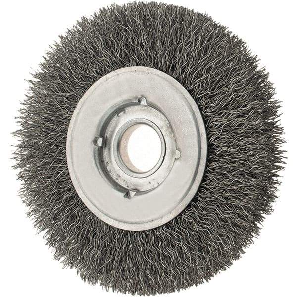 Osborn - 4" OD, 5/8" Arbor Hole, Crimped Steel Wheel Brush - 5/8" Face Width, 13/16" Trim Length, 0.0118" Filament Diam, 6,000 RPM - Strong Tooling