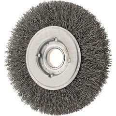 Osborn - 4" OD, 5/8" Arbor Hole, Crimped Steel Wheel Brush - 5/8" Face Width, 13/16" Trim Length, 0.0118" Filament Diam, 6,000 RPM - Strong Tooling