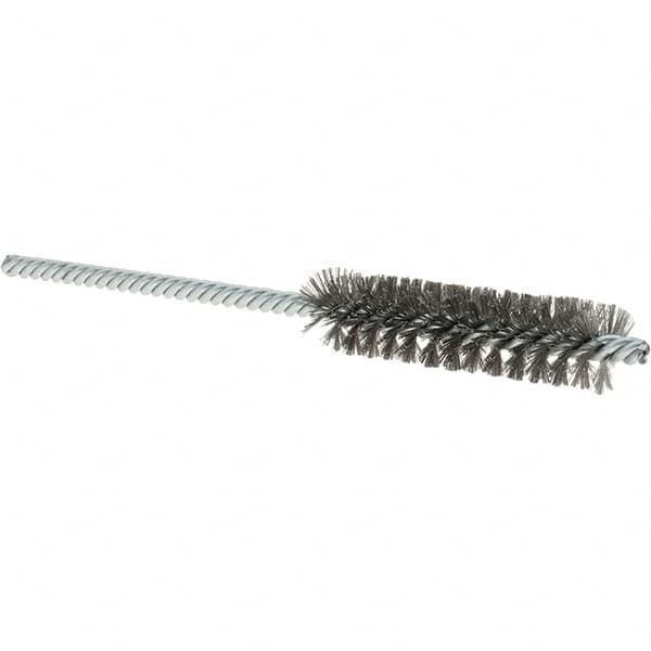 Osborn - 1/2" Diam Helical Steel Tube Brush - Double Spiral, 0.004" Filament Diam, 2" Brush Length, 5" OAL, 0.187" Diam Shank - Strong Tooling