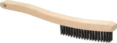 Osborn - 3 Rows x 19 Columns Steel Scratch Brush - 6" Brush Length, 13-11/16" OAL, 1-1/8" Trim Length, Wood Curved Handle - Strong Tooling