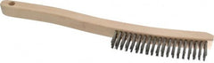 Osborn - 3 Rows x 19 Columns Stainless Steel Scratch Brush - 6" Brush Length, 13-11/16" OAL, 1-1/8" Trim Length, Wood Curved Handle - Strong Tooling