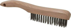 Osborn - 4 Rows x 16 Columns Stainless Steel Scratch Brush - 5-1/4" Brush Length, 10" OAL, 1-1/8" Trim Length, Wood Shoe Handle - Strong Tooling