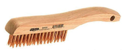 Osborn - 4 Rows x 16 Columns Bronze Scratch Brush - 5-1/4" Brush Length, 10" OAL, 1-1/8" Trim Length, Wood Shoe Handle - Strong Tooling