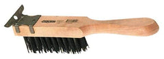 Osborn - 4 Rows x 11 Columns Steel Scratch Brush - 5-1/2" Brush Length, 11-3/8" OAL, 1-5/8" Trim Length, Wood Straight Handle - Strong Tooling