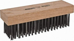 Osborn - 6 Rows x 19 Columns Steel Scratch Brush - 7-1/4" Brush Length, 1-11/16" Trim Length, Wood Straight Handle - Strong Tooling