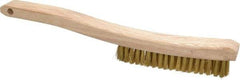 Osborn - 4 Rows x 18 Columns Brass Plater's Brush - 5-3/4" Brush Length, 13-1/4" OAL, 1" Trim Length, Wood Curved Handle - Strong Tooling