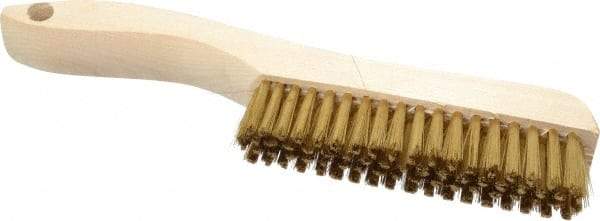 Osborn - 4 Rows x 18 Columns Brass Plater's Brush - 4-3/4" Brush Length, 10" OAL, 1" Trim Length, Wood Shoe Handle - Strong Tooling