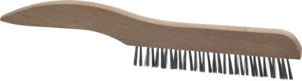 Osborn - 1 Rows x 16 Columns Steel Plater's Brush - 5" Brush Length, 10" OAL, 3/4" Trim Length, Wood Shoe Handle - Strong Tooling