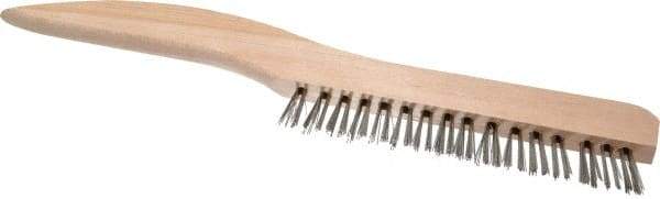 Osborn - 1 Rows x 16 Columns Stainless Steel Plater's Brush - 5" Brush Length, 10" OAL, 3/4" Trim Length, Wood Shoe Handle - Strong Tooling