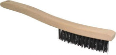 Osborn - 3 Rows x 14 Columns Steel Scratch Brush - 13-3/4" OAL, 1-1/2" Trim Length, Wood Curved Handle - Strong Tooling