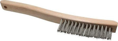 Osborn - 3 Rows x 14 Columns Stainless Steel Scratch Brush - 13-3/4" OAL, 1-1/2" Trim Length, Wood Curved Handle - Strong Tooling