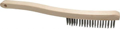 Osborn - 3 Rows x 19 Columns Stainless Steel Scratch Brush - 6" Brush Length, 13-3/4" OAL, 1-1/8" Trim Length, Wood Curved Handle - Strong Tooling