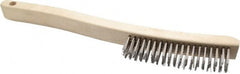 Osborn - 4 Rows x 19 Columns Stainless Steel Scratch Brush - 6" Brush Length, 13-11/16" OAL, 1-1/8" Trim Length, Wood Curved Handle - Strong Tooling