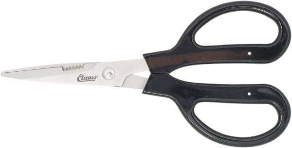 Clauss - 4" LOC, 9-1/4" OAL Stainless Steel Blunt Point Trimmers - Serrated, Plastic Handle, For Paper, Fabric - Strong Tooling