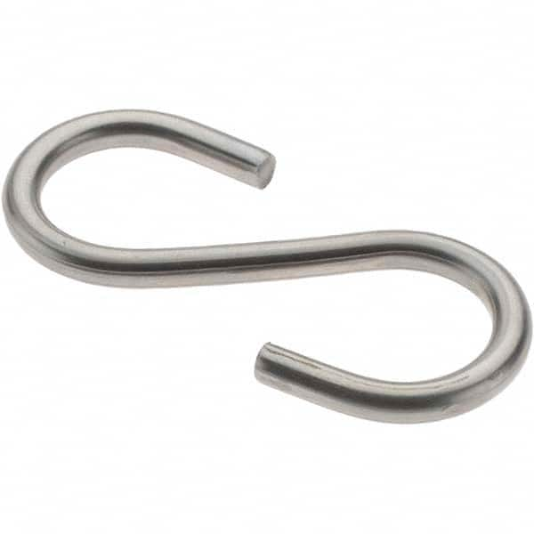 Value Collection - 304 Stainless Steel Uncoated S-Hook - 26 Lb Capacity, 0.148" Wire, 2" OAL - Strong Tooling