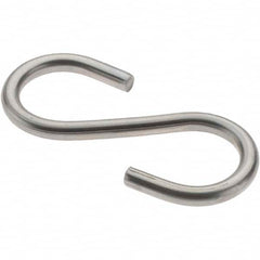 Value Collection - 304 Stainless Steel Uncoated S-Hook - 26 Lb Capacity, 0.148" Wire, 2" OAL - Strong Tooling