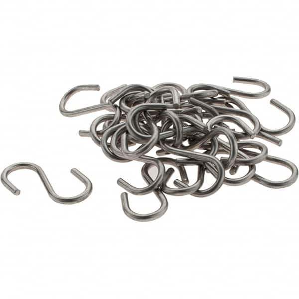 Value Collection - 304 Stainless Steel Uncoated S-Hook - 7 Lb Capacity, 0.08" Wire, 1-1/16" OAL - Strong Tooling