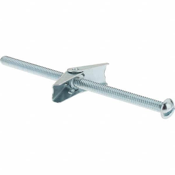 Value Collection - 1/4" Diam, 5" Long, Toggle Bolt Drywall & Hollow Wall Anchor - Steel, Use with Concrete/Masonry, Hollow Tile, Plaster & Wallboard - Strong Tooling