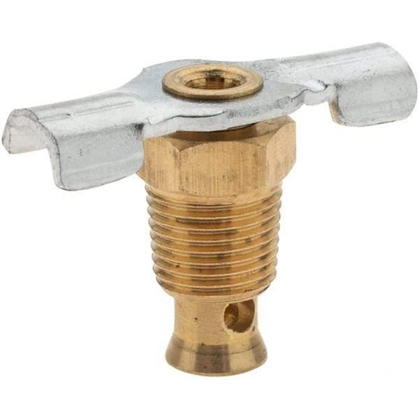 Value Collection - 1/8" Pipe, External Seat Drain Cock & Shutoff Valve - 1/8 Thread, 150 Max psi, 1-1/8" Long - Strong Tooling