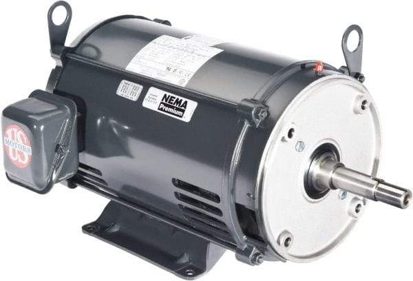 US Motors - ODP Enclosure, No Thermal Protection, 1,740 RPM, 208-230/460 Volt, 60 Hz, Three Phase Energy Efficient Motor - Size 143 Frame, Rigid Mount, 1 Speed, Ball Bearings, 3.1-3/1.5 Full Load Amps, F Class Insulation, CCW Lead End - Strong Tooling