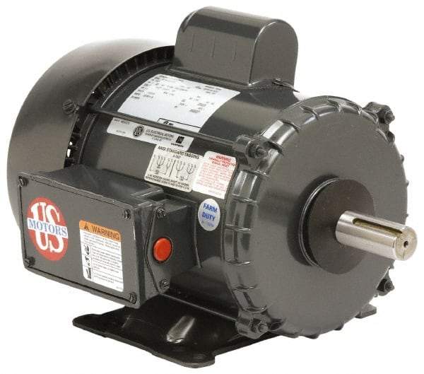 US Motors - 1/3 hp, TEFC Enclosure, 1,725 RPM, 115/230 Volt, 60 Hz, Industrial Electric AC/DC Motor - Size 56 Frame, 1 Speed, Ball Bearings, B Class Insulation, Reversible - Strong Tooling