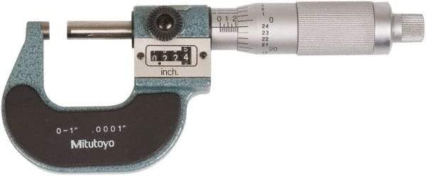 Mitutoyo - 0 to 1 Inch Range, Standard Throat, Electronic Outside Micrometer - 0.0001 Inch Accuracy, Friction Thimble, Rotating Spindle, Includes NIST Traceability Certification - Strong Tooling