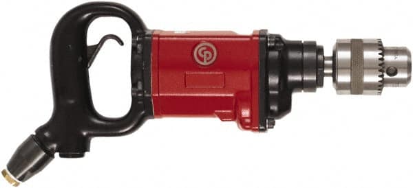 Chicago Pneumatic - 5/8" Keyed Chuck - D-Handle with Side Handle, 800 RPM, 20 LPS, 1 hp - Strong Tooling