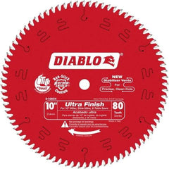 Freud - 10" Diam, 5/8" Arbor Hole Diam, 80 Tooth Wet & Dry Cut Saw Blade - Carbide-Tipped, Standard Round Arbor - Strong Tooling