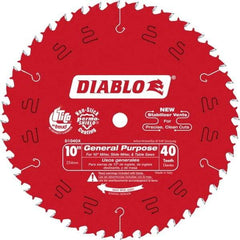 Freud - 10" Diam, 5/8" Arbor Hole Diam, 40 Tooth Wet & Dry Cut Saw Blade - Carbide-Tipped, Standard Round Arbor - Strong Tooling