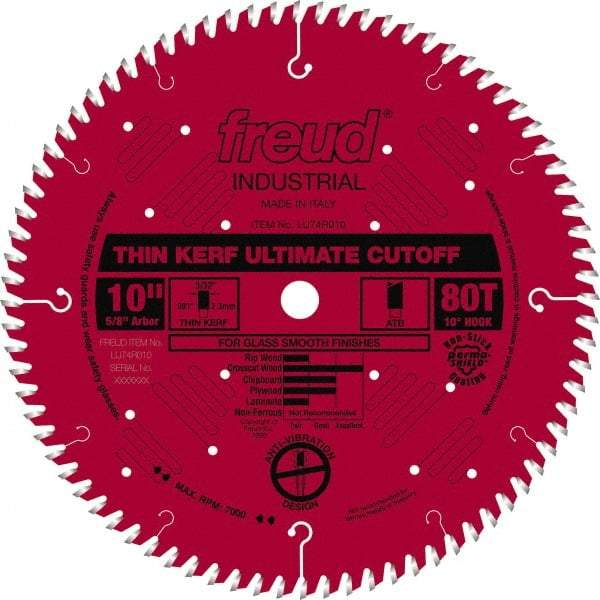 Freud - 10" Diam, 5/8" Arbor Hole Diam, 80 Tooth Wet & Dry Cut Saw Blade - Carbide-Tipped, Standard Round Arbor - Strong Tooling