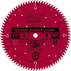 Freud - 10" Diam, 5/8" Arbor Hole Diam, 80 Tooth Wet & Dry Cut Saw Blade - Carbide-Tipped, Standard Round Arbor - Strong Tooling