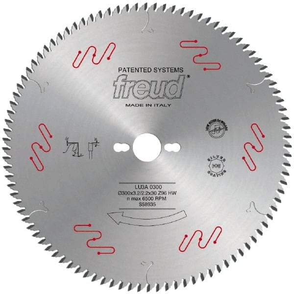 Freud - 300mm Diam, 1" Arbor Hole Diam, 96 Tooth Wet & Dry Cut Saw Blade - Carbide-Tipped, Standard Round Arbor - Strong Tooling