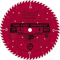 Freud - 10" Diam, 5/8" Arbor Hole Diam, 60 Tooth Wet & Dry Cut Saw Blade - Carbide-Tipped, Standard Round Arbor - Strong Tooling