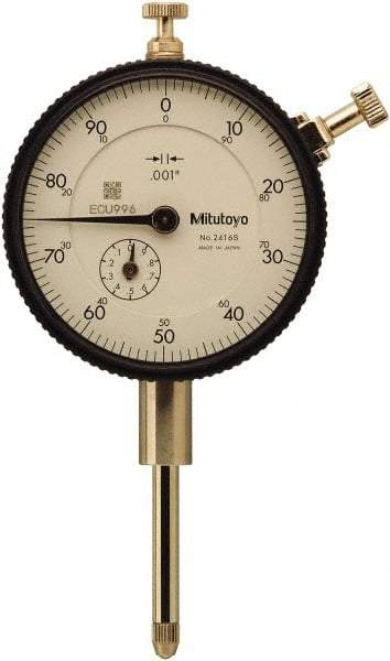 Mitutoyo - 1" Range, 0-100 Dial Reading, 0.001" Graduation Dial Drop Indicator - 57mm Dial, 0.1" Range per Revolution, 0.002" Accuracy, Includes NIST Traceability Certification - Strong Tooling