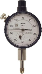 Mitutoyo - 0.025" Range, 0-100 Dial Reading, 0.001" Graduation Dial Drop Indicator - 40mm Dial, 0.1" Range per Revolution, 0.0001" Accuracy, Includes NIST Traceability Certification - Strong Tooling