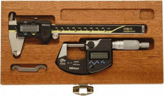 Mitutoyo - 4 Piece, Caliberated Machinist Caliper and Micrometer Tool Kit - 0 to 6 Inch Caliper, 0.0005 Inch Caliper Resoluion, 0 to 1 Inch Micrometer, 0.0001 Inch Graduation, 0.0005 Inch Resoluion - Strong Tooling