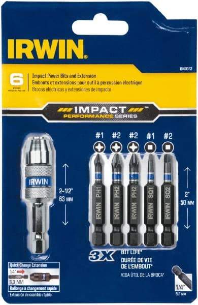 Irwin - 6 Piece, Phillips, Square Handle, Drive Set - #1, #2 - Strong Tooling