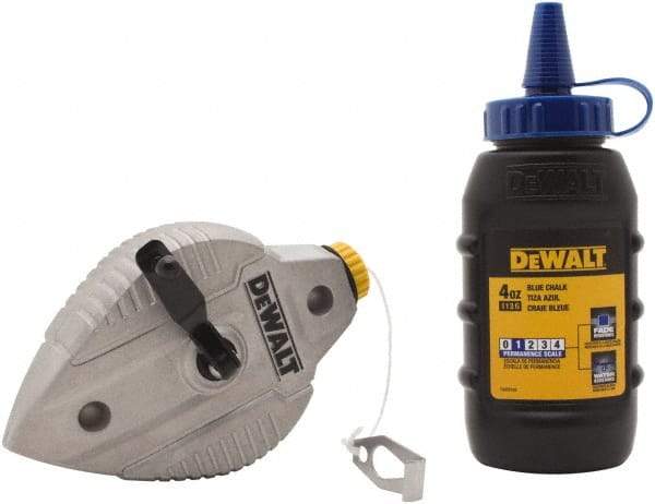 DeWALT - 100' Long Reel & Chalk Set - Blue, Includes 4 oz Blue Chalk - Strong Tooling