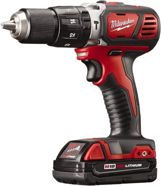 Milwaukee Tool - 18 Volt 1/2" Keyless Chuck Cordless Hammer Drill - 0 to 28,800 BPM, 0 to 1,800 RPM, Reversible - Strong Tooling