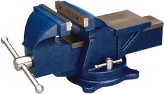 Wilton - 5" Jaw Width, 5" Opening Capacity, 2-1/2" Throat Depth, Steel Swivel Bench Vise - Bolt Down Base Attachment - Strong Tooling