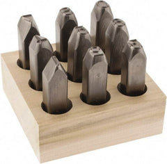 C.H. Hanson - 9 Piece, 1/2" Character Steel Stamp Set - Figures, Heavy Duty - Strong Tooling